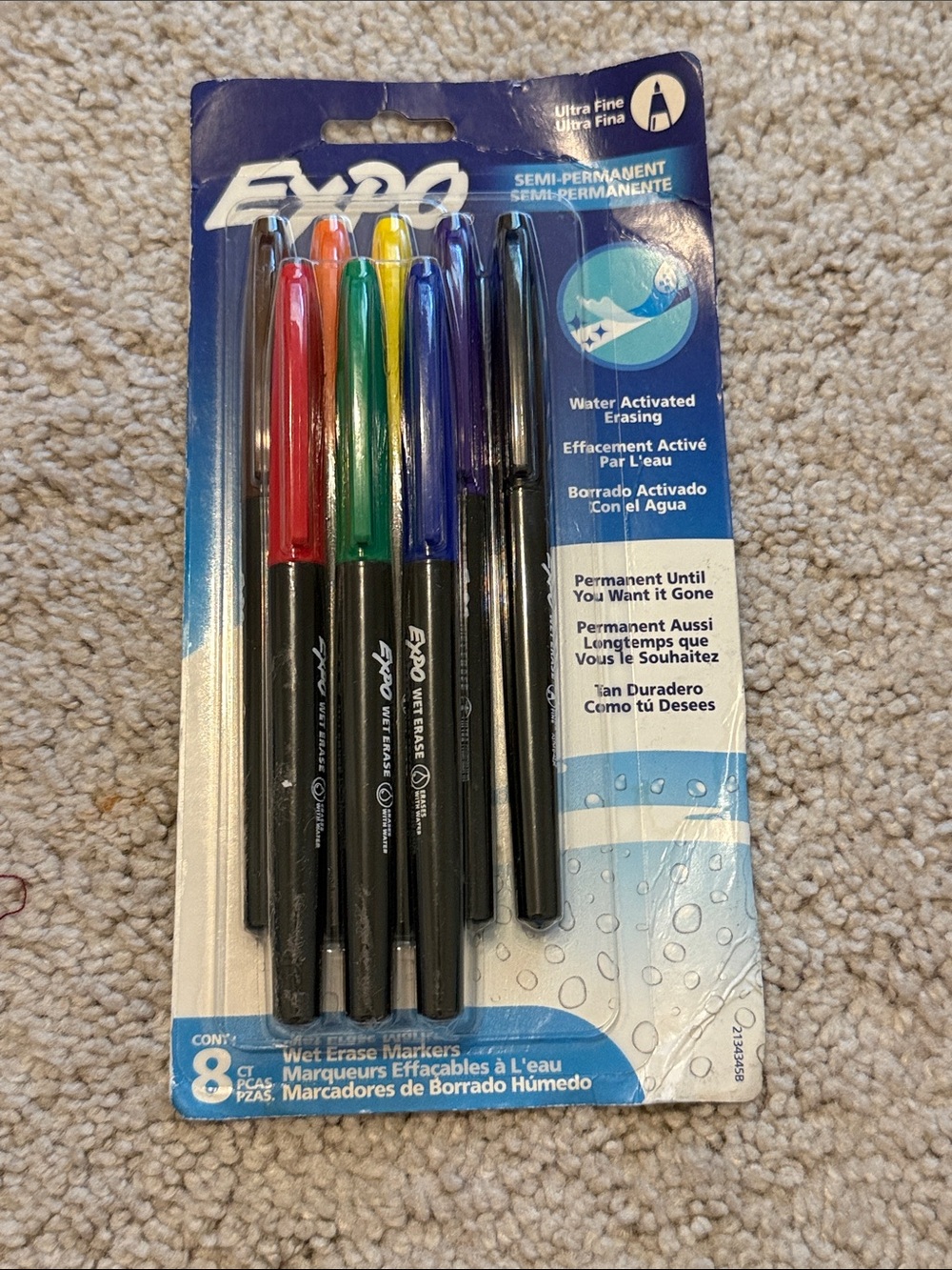 Wet Erase Markers Assorted 8-Pack - Multi Color